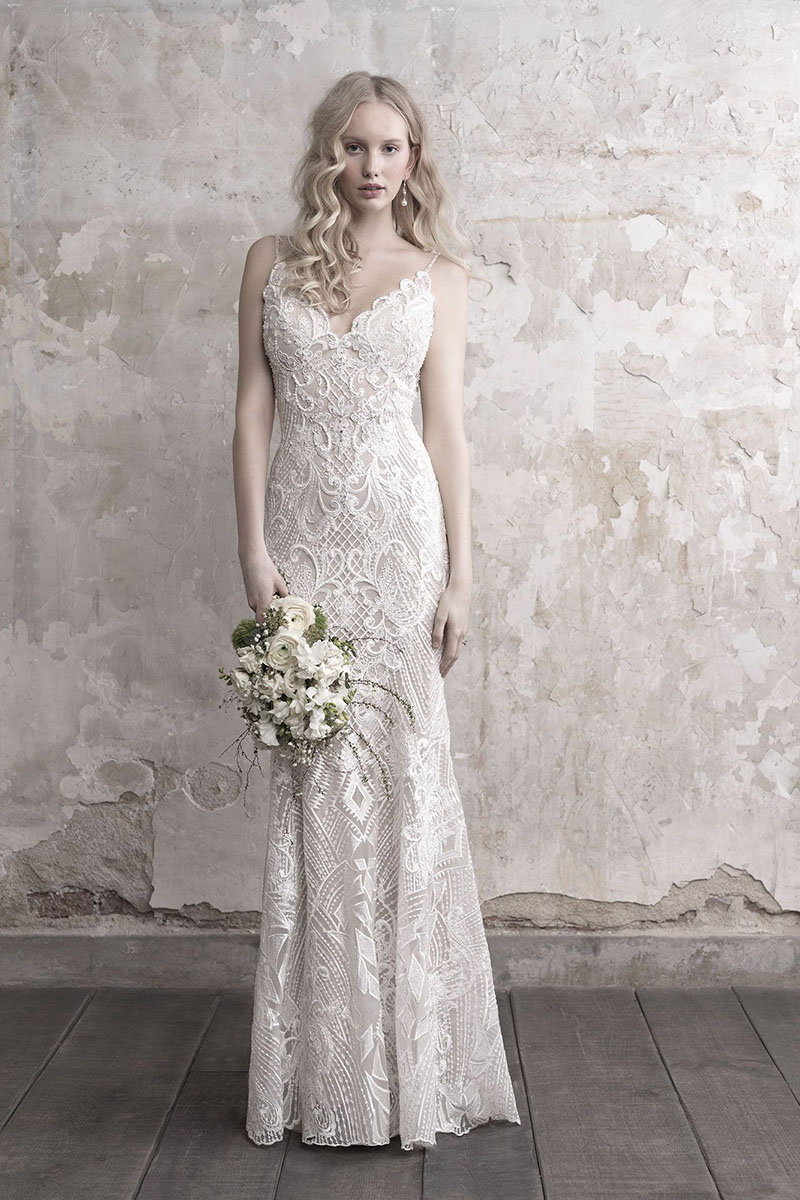 Madison James MJ455 Textured and Beaded Wedding Dress