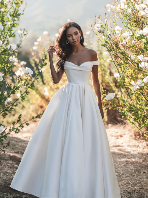 R3705 Allure Romance off-shoulder wedding dress